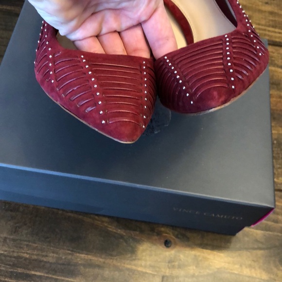 Vince Camuto red suede studded pumps - Picture 5 of 8